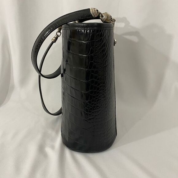 Authentic Brighton Leather Moc Croc Bucket Bag - Picture 3 of 15